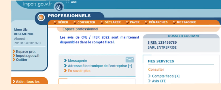 Écran site CFE